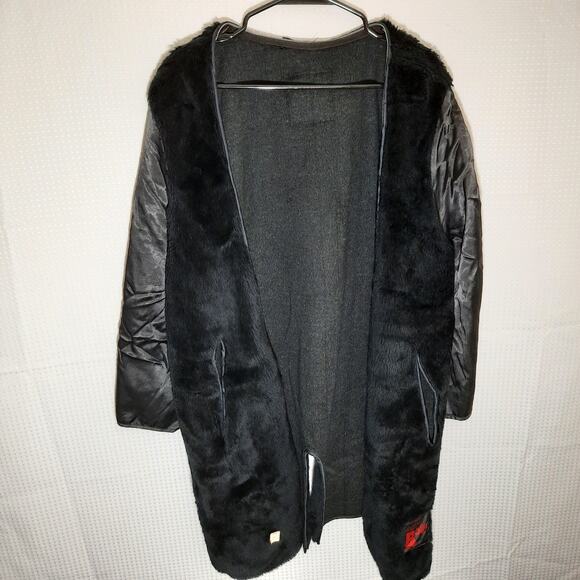 Vintage BORG Fabrics 40R Black Faux Fur Coat Liner Deep Pile USA Orion Acrylic - Picture 1 of 8